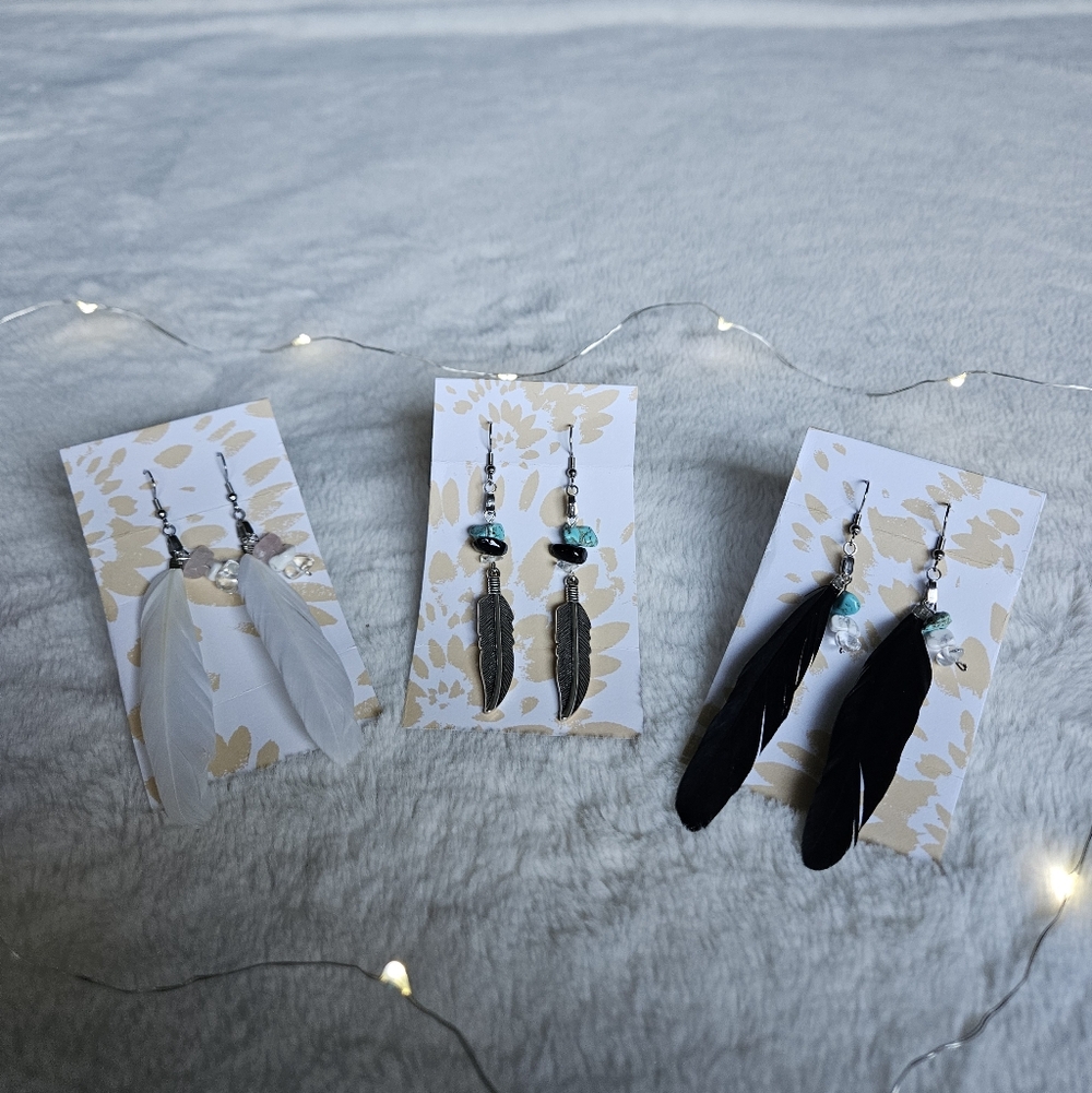 Handmade Bohemian Feather Earrings